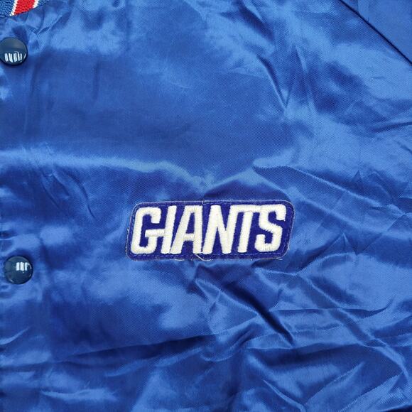Vintage 80s New York Giants Varsity Bomber Jacket L/XL Chalk-Line Retro NFL Crop - Picture 13 of 15